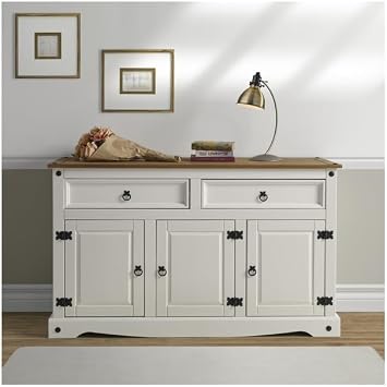 HomeStock Wood Buffet Sideboard - Cottage Series - Corona Snow Finish