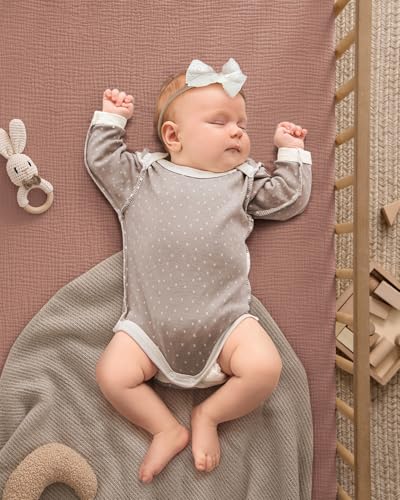 Image of Blissful Diary Muslin Crib Sheets, 2 Pack, Dusty Pink Checkboard & Pink | fitted for 52''x28'' crib mattress, soft and breathable cotton, boho style, easy care for machine wash, gift for boy and girl