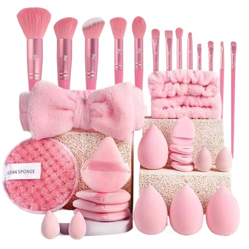 Juego de pinceles de maquillaje para mujer, 40 unidades, para colorete en polvo, sombra de ojos, pinceles de maquillaje con cerdas suaves para base, corrector, sombra de ojos