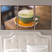 3 Piece Framed Canvas Wall Art Coffee Canvas Prints Home Artwork Decoration for Living Room,Bedroom - 16