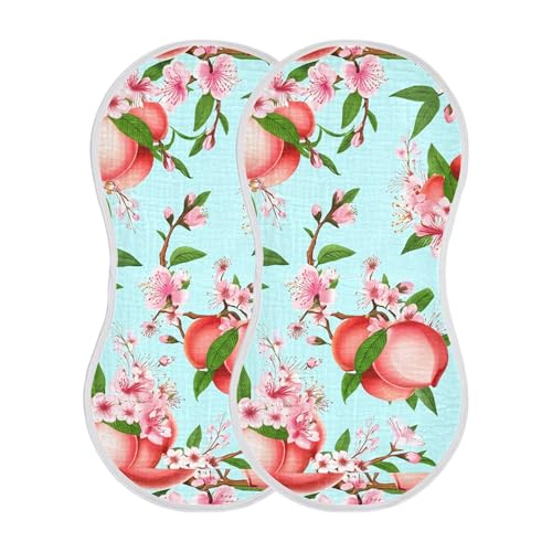 xigua Peach Fruits Baby Burp Cloths for Newborn Boys and Girls 2 Pack, Soft & Absorbent Cotton Baby Burp Cloth, Baby Washcloths, Newborn Towel, Burp Rags2