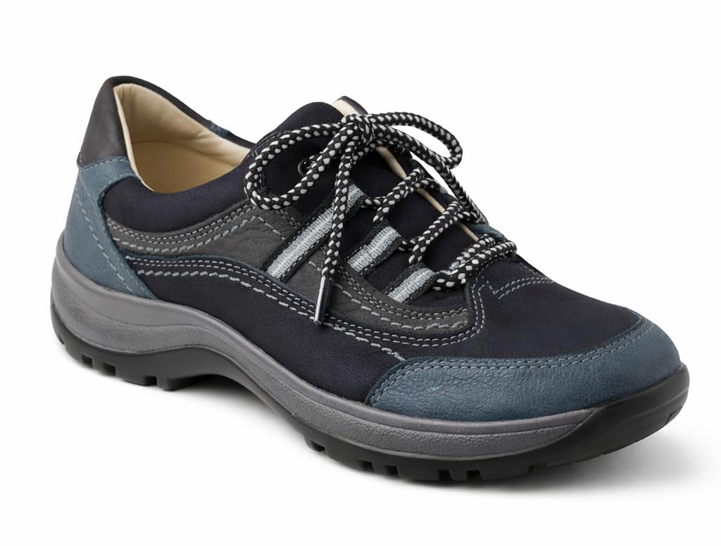 Easy Step Conny 05 | Hochwertiger FliessGel Trekking/Wander Schuh aus Nubuck Leder | zur Linderung von Müden Füssen | mit Zwei Austauschbaren Einlagen