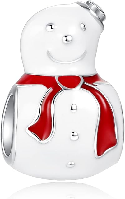 LaMenars Snowman and Christmas Hat Charm for 925 Sterling Silver Women's Bracelet Necklace Pendant Christmas Valentine's Day Mother's Day Girl Gift
