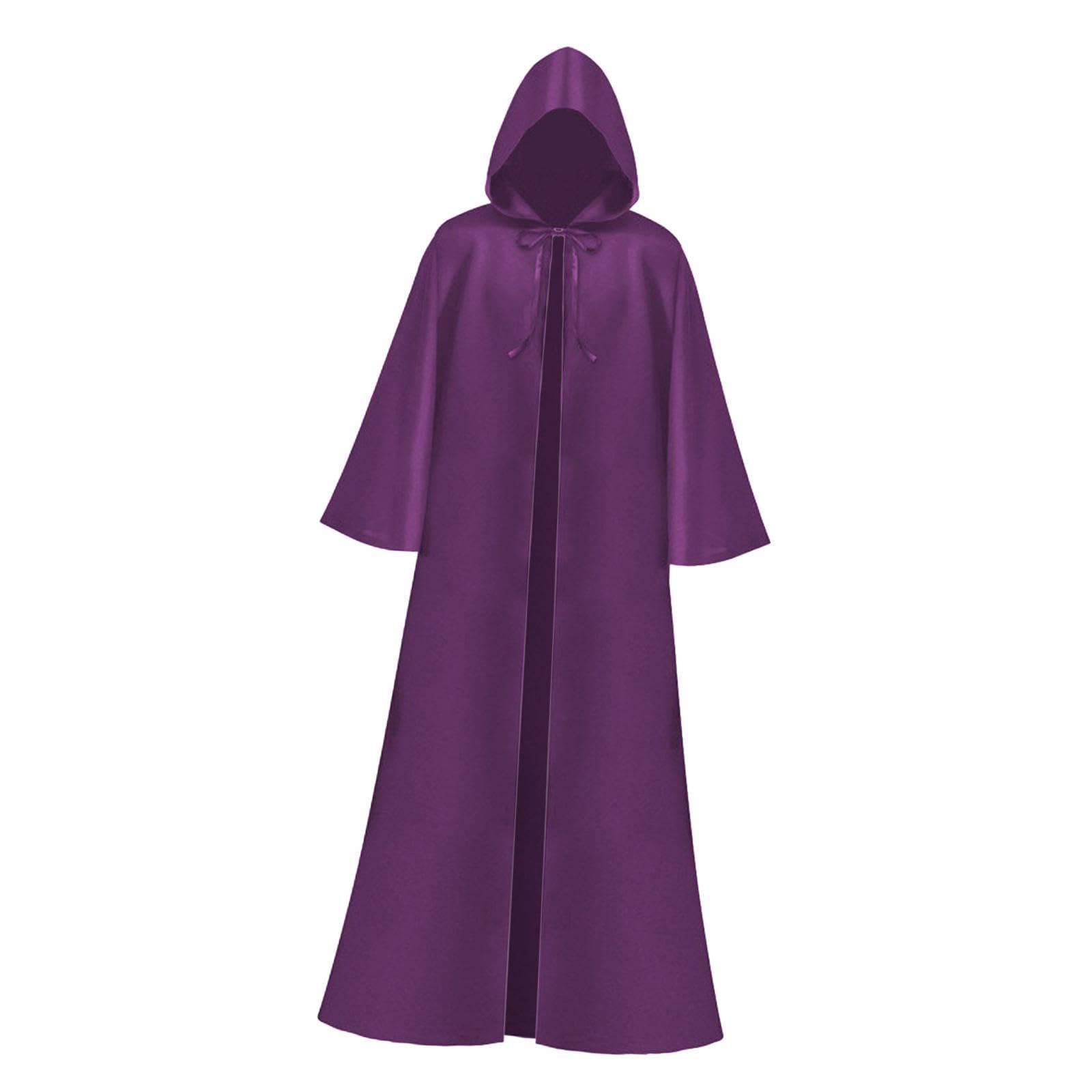 predolo Halloween Umhang Kapuzen Cape Mantel Robe Kostüm Zauberer Prinzessin Prinz aus Polyester Sanft auf der Haut für Halloween Cosplay, Violet M