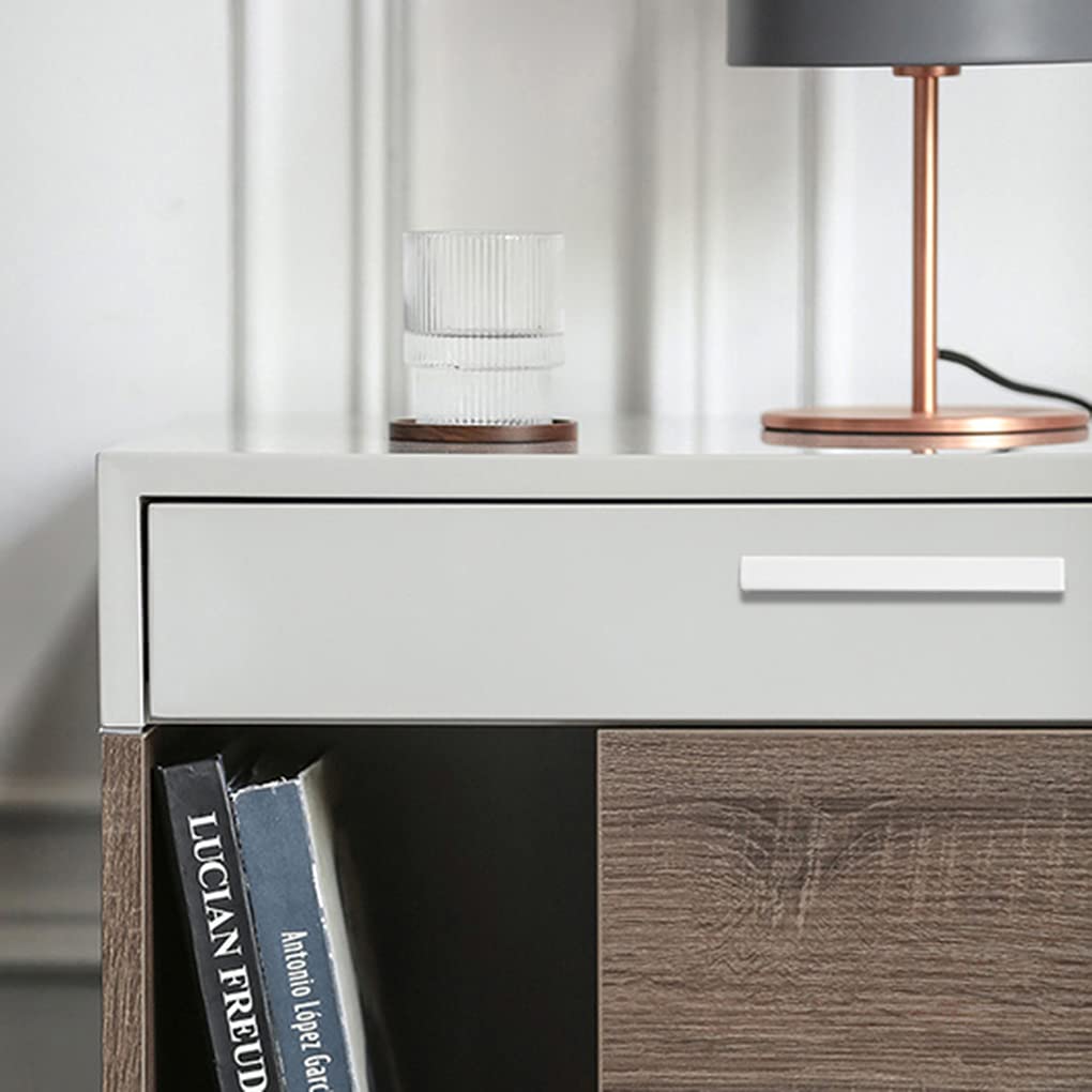 Maniglie Per Armadio In Lega Di Alluminio A Forma Di L - Pomelli Per Cassetti E Ante, Confezione Da 2 Pezzi (Bianco, Distanza Fori 32mm)