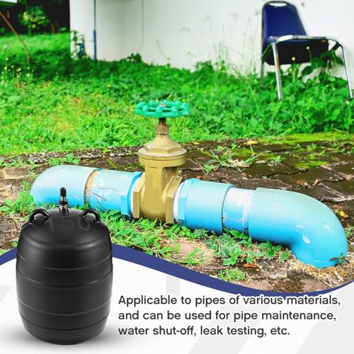 Image of Glooglitter 6 Inch Inflatable Pipe Plug Sewer Test Plug Rubber Plumbing Test Balloon Ball for Sewage Pipeline Inspection (with 39.37 Plastic Extension Hose)