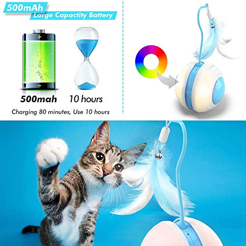 Brinquedos interativos de bolas para gatos com proteção de borracha destacável com luz sonora de pás