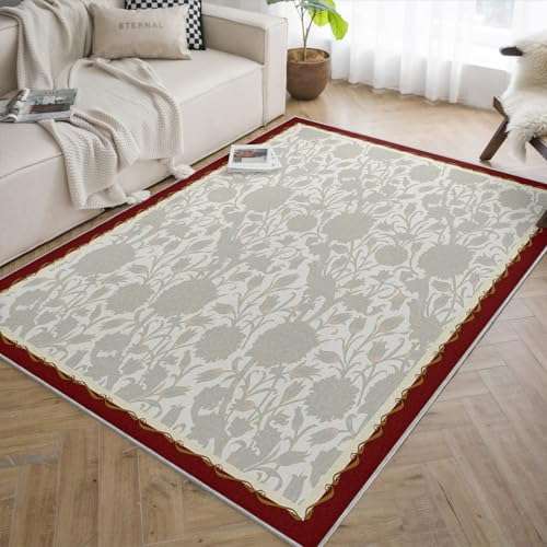 Tapis antidérapant pour sécuriser le salon et protéger le sol avec un style vintage beige