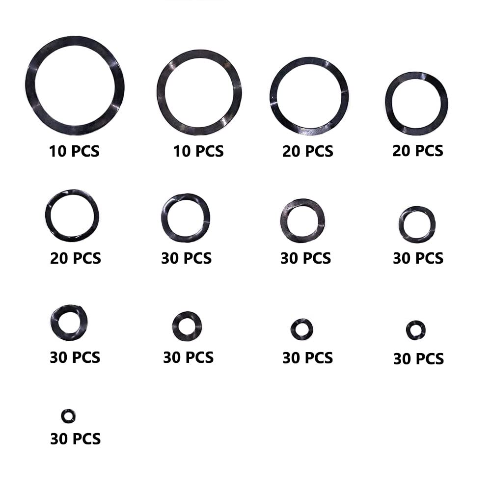 SagaSave Carbon Steel Wave Spring Washers, 320pcs Assorted Kit, black - Image 4