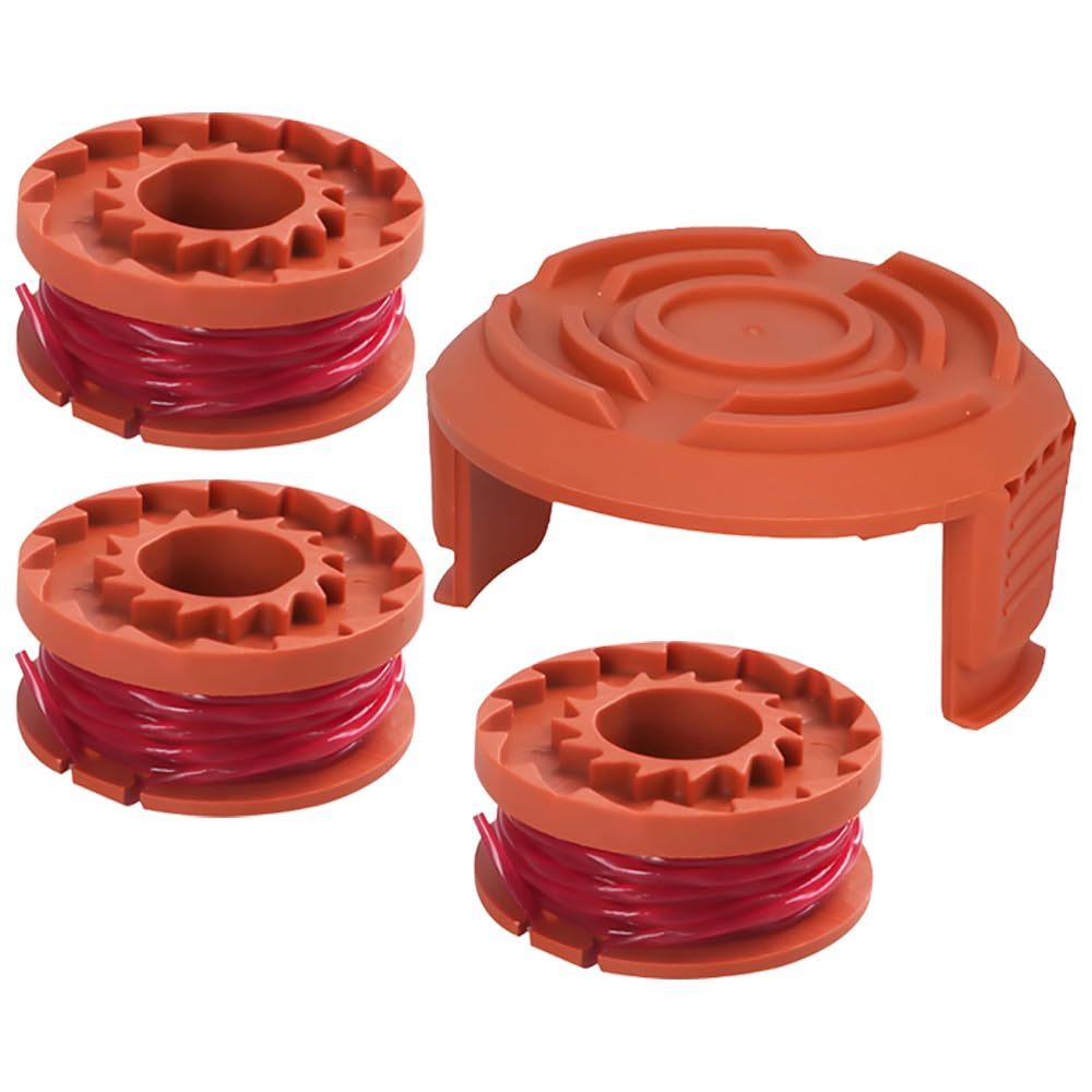 3 Strimmer Spool Line 1 Spool Cover Cap Compatible with Worx WG180 WG163 WG175, Double Autofeed Lawn Mower Spool Wire Replacement for 20V Cordless Strimmer (1.65mm x 3m)
