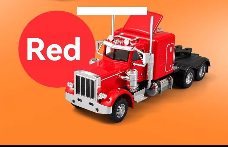 Image of 1 /32 Diecast Truck Toy Car Model Removable Transport Container Lorry Vehicle with Light Pull Back Toy Boys (RED&Yellow)