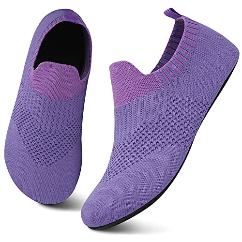 ZDQ Pantuflas Niña Antideslizante Calcetines Surf Calzado Bebé Ligero Cómodos Interior Zapatillas Niño Transpirables Slipper NiñosLigeras Punto Antideslizantes Calcetines Calzado Morado 26/27