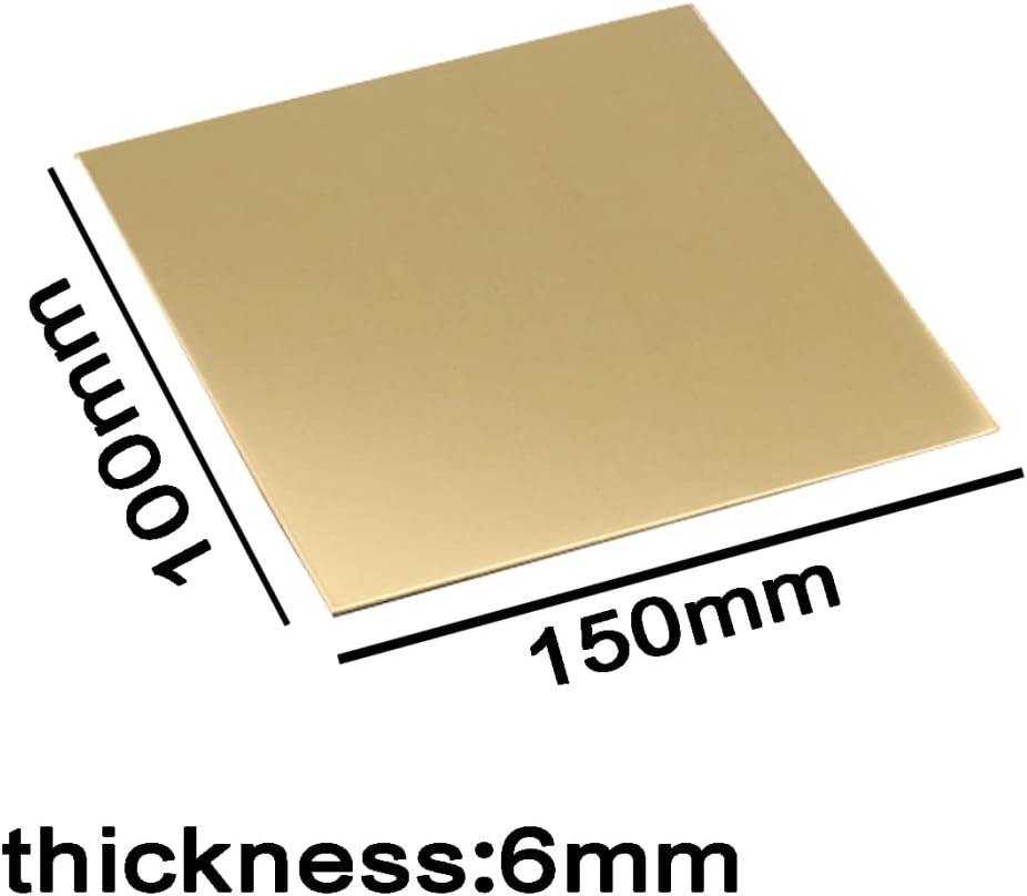 Brass Sheet Brass Metal Plates Sheets for Crafts DIY Decoration Hobbies Thickness 6mm,6mmx100mmx150mm