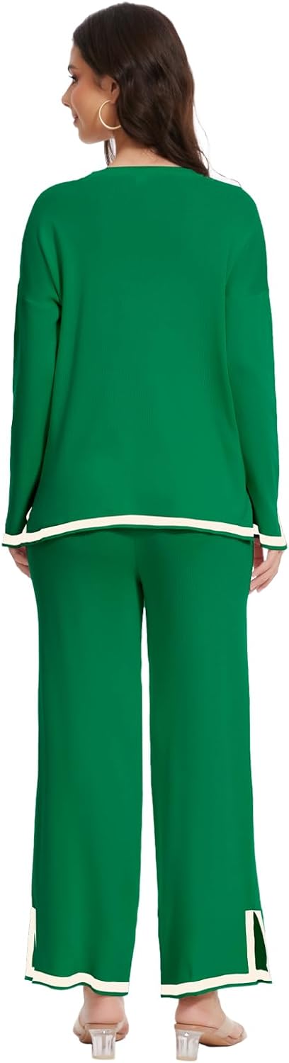 Petite Lounge Sets for Women Long Sleeve Sweater Pajama Sets Sweatsuits 2 Piece Pant Sets Tracksuit Travel Outfits - Image 5