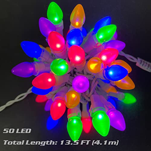 Easter String Lights LED Multi Color Glass C3 Lights 50 Count Easter Pastel Light 120V UL Certified Connectable Outdoor  - Additional View