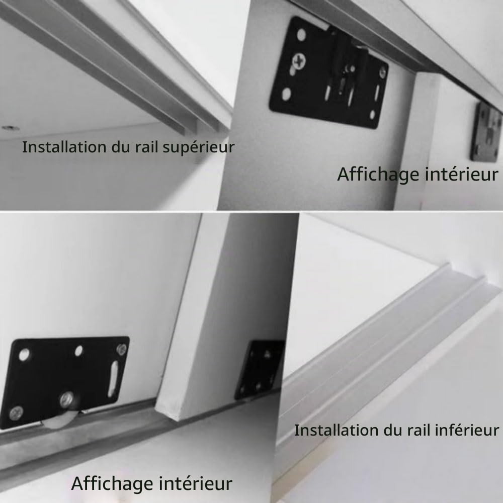 rail et porte coulissante robuste en alliage d'aluminium, kit quincaillerie double pour placard