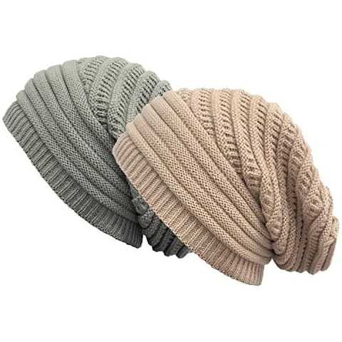 Ever Fairy 2 Pack Women Knit Beanie Hats Winter Slouchy Warm Chunky Fleece Cap for Women Cover