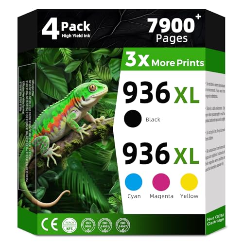 Image of 936XL 936 Ink Cartridge Combo Pack Replacement for HP 936e HP936 XL for OfficeJet Pro 9125e 9120e 9135e 9730e 9110 9120 9125 9130 9110b 9130b 9130e 9128e 9735 9730 Printer(Black Cyan Magenta Yellow)