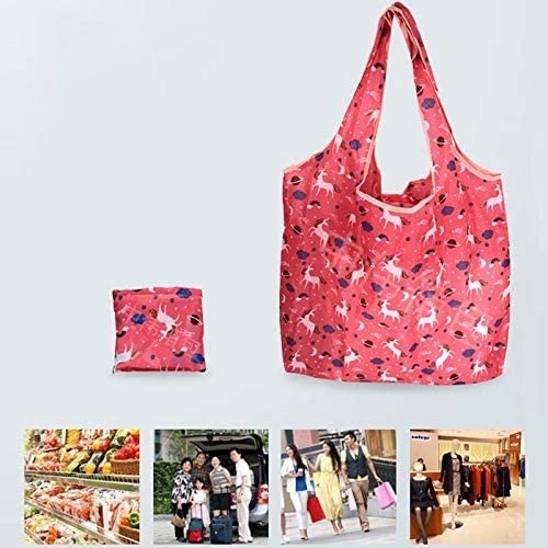 JQKA Pratiche borse per la spesa riutilizzabili borsa quadrata floreale pieghevole ambientale per donne ragazze borsa a tracolla grande - poliestere solido (colore: colore 12) - Image 8