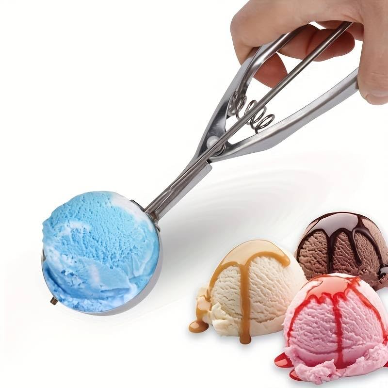 CHEFZOCO Cuchara de helado, Sacabolas Helado, Cuchara bolas helados, Cucharón de helado con gatillo, Accesorios de cocina, Apto para Lavavajillas, 6 cm diámetro de bola, Acero inoxidable