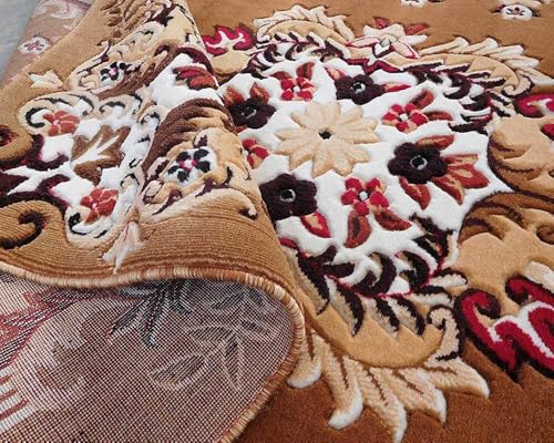 Image of SABIRA Carpet(Size-150x200 Cm / 60x78 in) Modern Floral Area Rug Large Carpet for Living Room, Bedroom & Dining Room, Washable, Non-Slip, (Color - Gold)