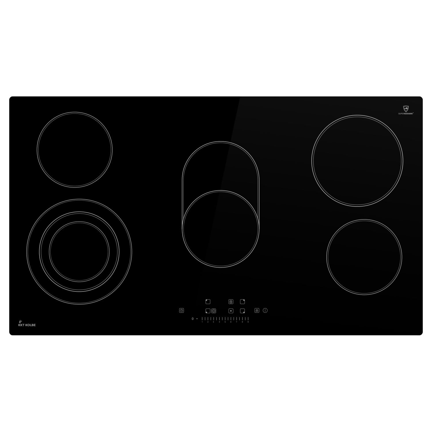 KKT KOLBE Placa vitrocerámica 90 cm | Independiente | 8,7 kW | 5 zonas | 9 niveles de potencia | Zona para asador | Zona triple | Sin marco | Temporizador | Indicador de calor residual | CH9005RL