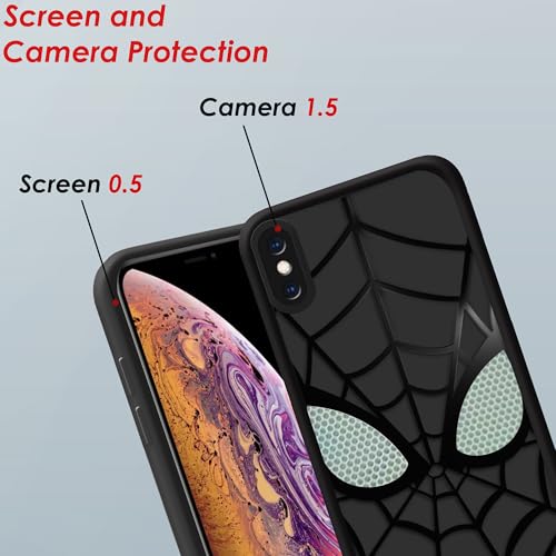 Image of Stylish Spider Back Case Cover Compatible for iPhone X /Xs | Spidey Face Mask Case | Soft Silicone | Camera & Full Body Protection | Shock Proof | (Black)