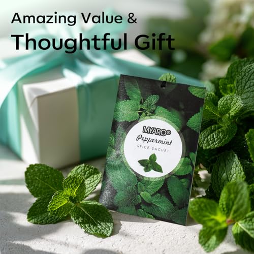 Image of MYARO 12 Pack Peppermint Scented Sachets for Drawer, Closet Odor Eliminator Air Freshener Bags, Cool Mint Fragrance for Car & Home Aroma