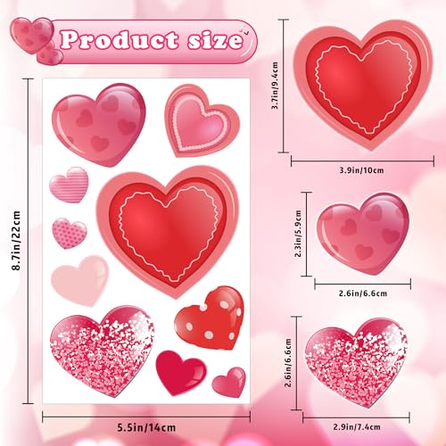 Valentines Day Decorations - Heart Valentines Window Clings | Valentines Decor Indoor - Valentines Day Accessories for Home Class School | Valentines Party Favors | Valentines Gifts Crafts for Kids - Thumbnail 3