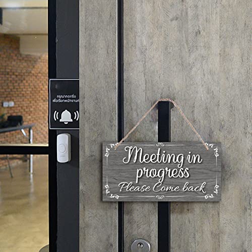Superdant Natural Wooden Store Come In/Come Back Business Sign Welcome Come In & Metting In Piogiess Two Sided Reversible Store Hanging Sign For Office Meeting Room #TOP3