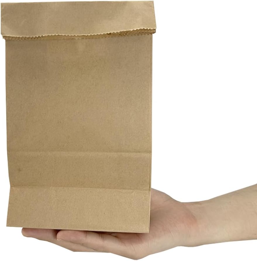 PABCK Brown Kraft Paper Wax Bags Take Out Food Bag 50 Pcs 5.9x3.5x10.6 inch image 5