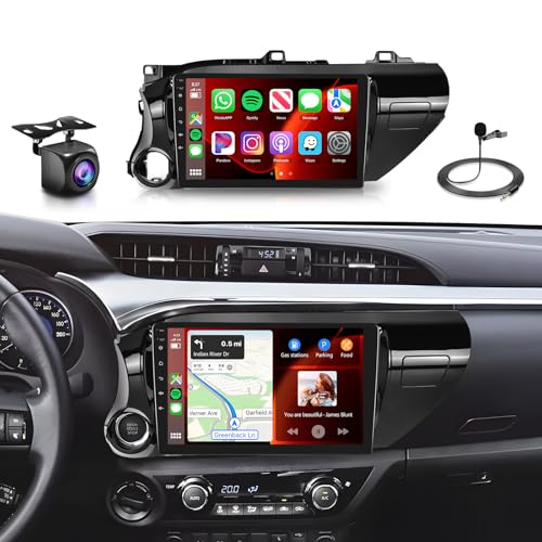 2G+64G Car Radio Stereo for Toyota Hilux 2015-2020 with Wireless CarPlay/Android Auto, 10.1 Inch HD Touch Screen Android 13 Head Unit GPS WiFi Bluetooth FM/RDS EQ HD Backup Camera
