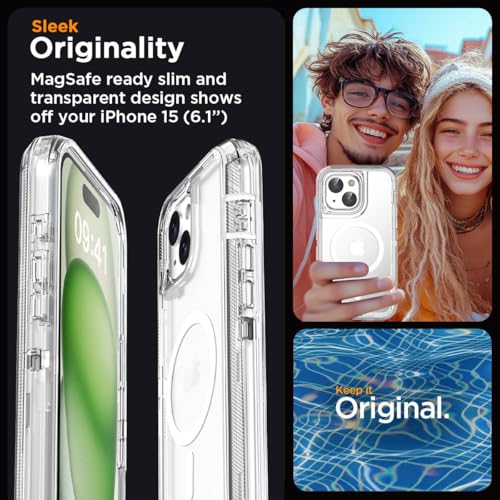 AICase for iPhone 15 Case Clear Compatible with MagSafe 3 in 1 Heavy Duty Drop Protection Full Body Rugged Shockproof/Dust Proof 3-Layer Military Protective Tough Durable Cover 6.1"_1 - Thumbnail 7