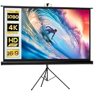 HOMCOM Telo Proiettore da 84 Pollici 4K HD Formato 16:9 con Treppiede Pieghevole e Altezza Regolabile, Schermo Proiettore Portatile, Grandangolo di 160 Gradi, per Casa, Home, Cinema, Esterno, Nero