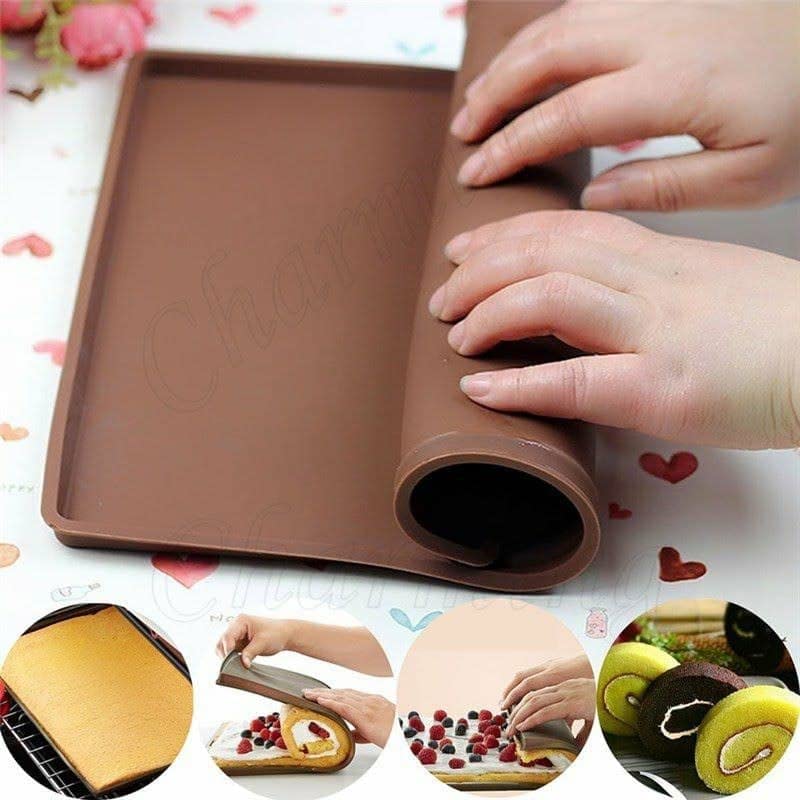 Swiss Roll Cake Mat - Flexible Multipurpose Silicone Sheet Nonstick Jelly roll pan Baking Tray Pastry Mat Pizza Cookies Mold-Pack of 1 Assorted Color-image-21