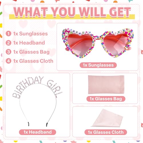 Birthday Sunglasses with Crown, Birthday Glasses Headband Tiara for Women, Gifts Accessories Decorations2