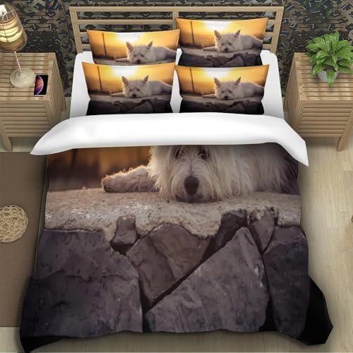 Housse de couette résistante lavable lit single microfibre chien mignon - 5