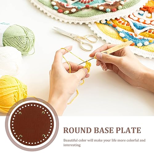VILLCASE PU Leather Bag Bottom Shaper, Round Bag Bottom Knitting Crochet Bags Bottom Shaper Pad - Image 2
