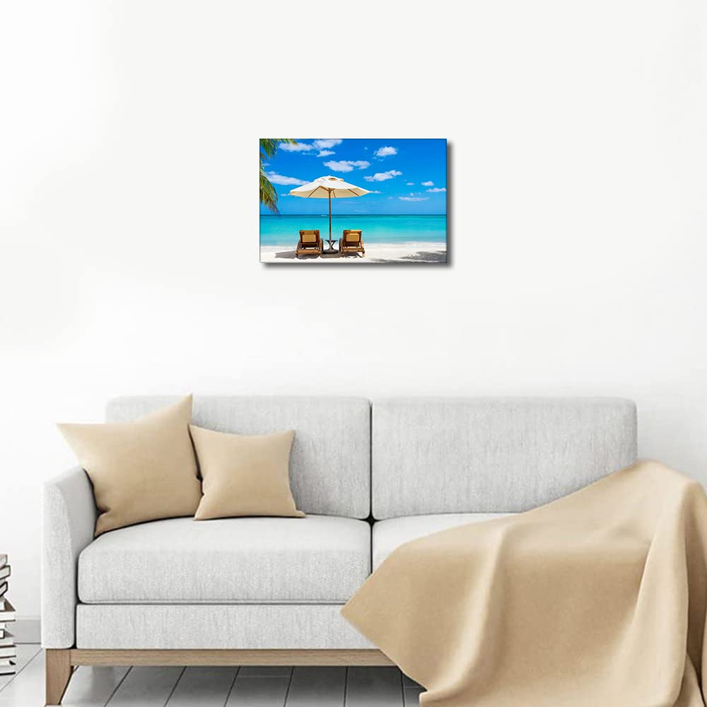 TISHIRON Canvas Wall Art for Living Room Hoilday Seaside Landscape for Weddings Honeymoon Home Decor Stretched and Framed Ready to Hang for Living Room Bedroom Bathroom Decor 8x12inch - Image 3