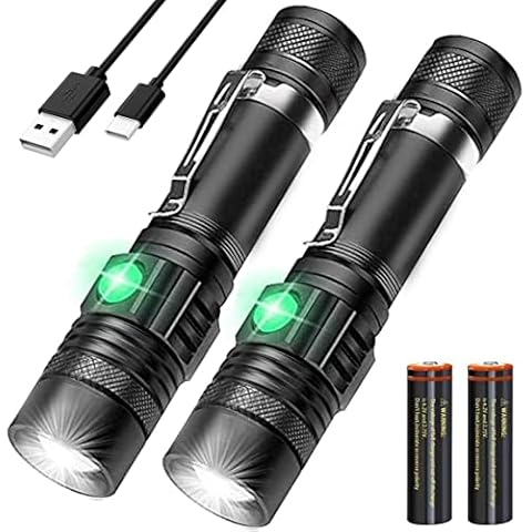 AOMEES Torches LED Powerful Flashlight Torches USB Rechargable for Camping [2 Pack] Cover