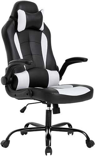 BestOffice Silla de escritorio para juegos con respaldo alto silla de carreras ejecutiva giratoria para respaldo con soporte lumbar y reposabrazos