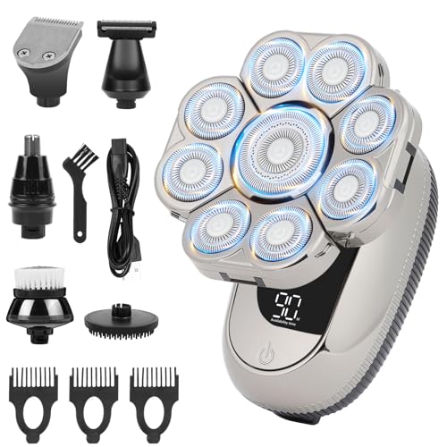 Offcup - Afeitadora para hombre, 9D afeitadora eléctrica para hombre, profesional seco y húmedo, 6 en 1 desmontable afeitadoras con cabeza impermeable IPX6, carga USB, cortabarbas con pantalla LCD