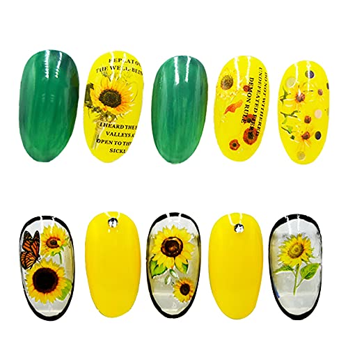 zhushuGG Nagelsticker Sunflower, Selbstklebend Kunst Aufkleber Tattoo Blumen Nail Art Sticker Wassertransfer DIY… – Bild 4