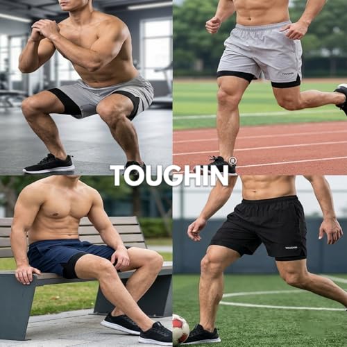 Image of Double Layer Running Shorts for Men | 2-in-1 Gym Shorts with Inner Tights | Lightweight, Stretchable & Sweat-Wicking