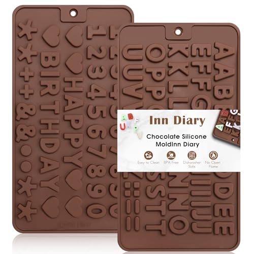 Silicone Letter Mold and Number Chocolate Molds with Happy Birthday Cake Decorations Symbols 2pcs