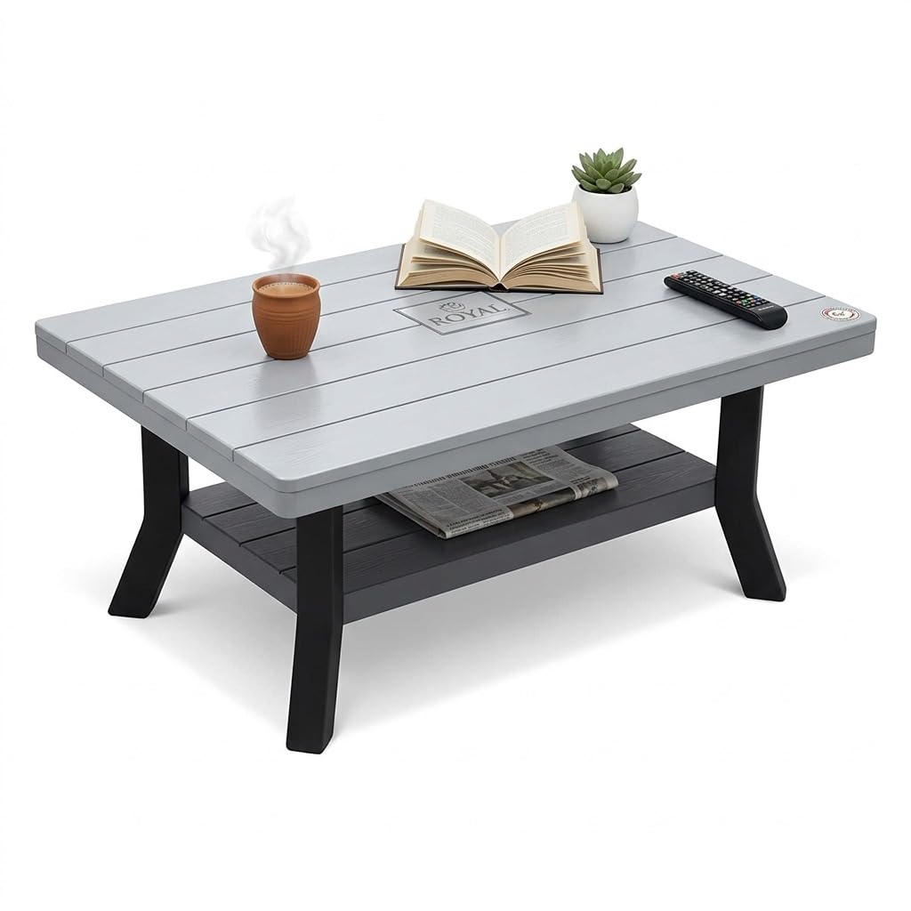 Raj Furniture Vegas Contemporary Patio Style Plastic Centre Coffee Table for Home, Office & Outdoor (Grey, 90cm L x 60cm W x 51cm H, 1 Pc)-image-8