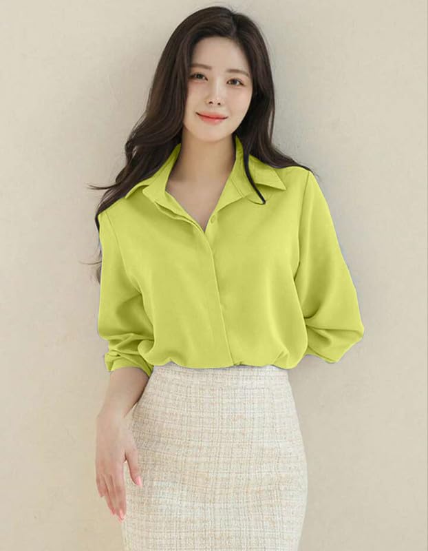 Image of Women's Regular Fit Korean Style Shirts | Stylish Western Shirt with Concealed Placket | Casual & Office Wear Shirt for Women