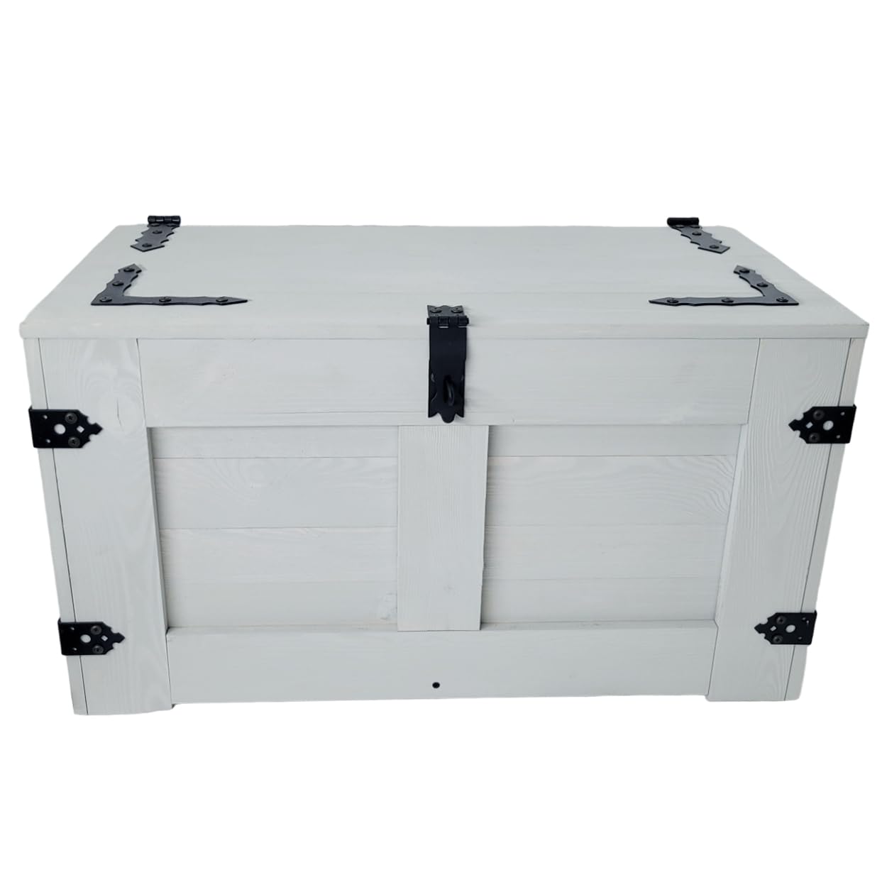 weeco Holztruhe grau Schatztruhe Aufbewahrungsbox. Holzkiste Truhe Couchtisch Beistelltisch Vintage Shabby chic klappbarem Deckel und Stauraum.