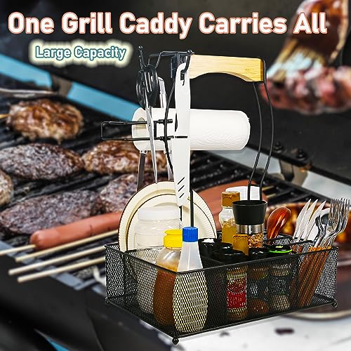 Grill-CaddyBBQ-Caddy-Mesh-Basket-with-Paper-Towel-HolderUtensil-Condiment-Picnic-CaddyGrill-Baskets-for-Outdoor-Grill-and-CampingBarbecue-Camping-Accessories-Storage-Organizer