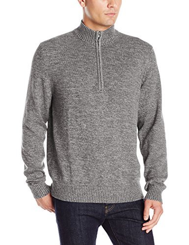 Pull chaud homme col zippé IZOD Saltwater maille marbrée bleu marine